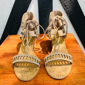 Dolce Vita Tan Lace-Up Sandals with Intricate Design
